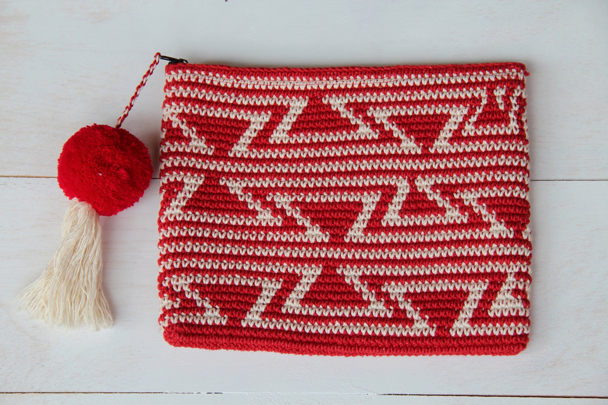 Lola Clutch - Red with White
